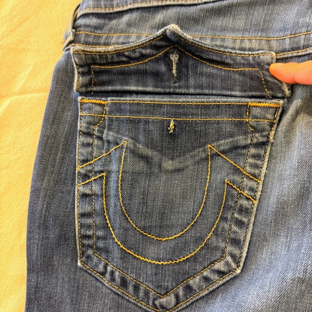 True Religion Jeans Mens Tag 31x32 Blue Geno Straight Slim Fit Denim Stretch USA